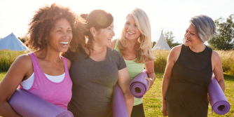 older women - with yoga mats