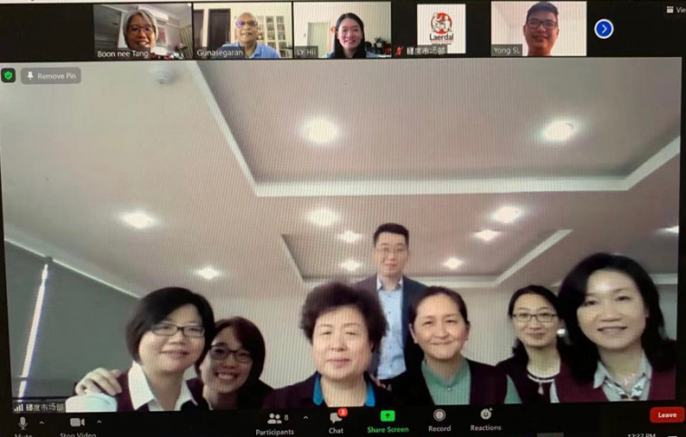 Screen capture from a Zoom call between the Chinese principal trainers and the OGSM team